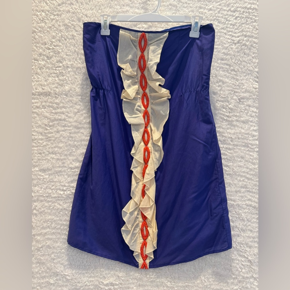 NWT Jenny Han Strapless beaded Dress in Purple Cream orange clemson  mini